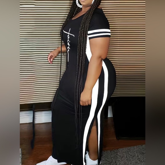 Passion Plus Size Faith Stripe Maxi Dress - Picture 2 of 7